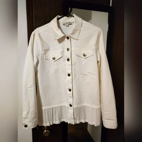 *SUMMER SALE* Vintage Simply Noelle White Lace Jean Jacket - Picture 1 of 6